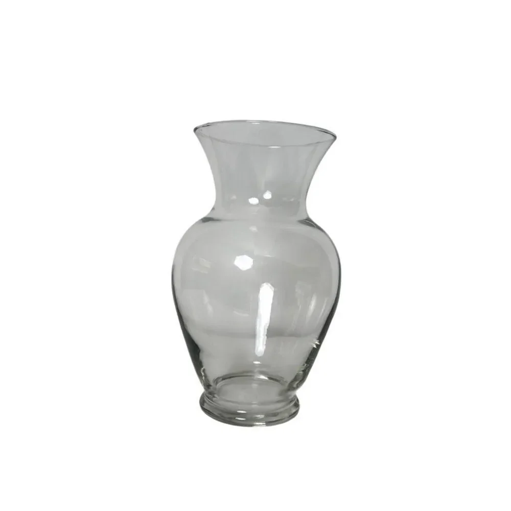 Clear Glass Flower Vase With Wide Rim & Tapered Base For Elegant Floral Arrangem